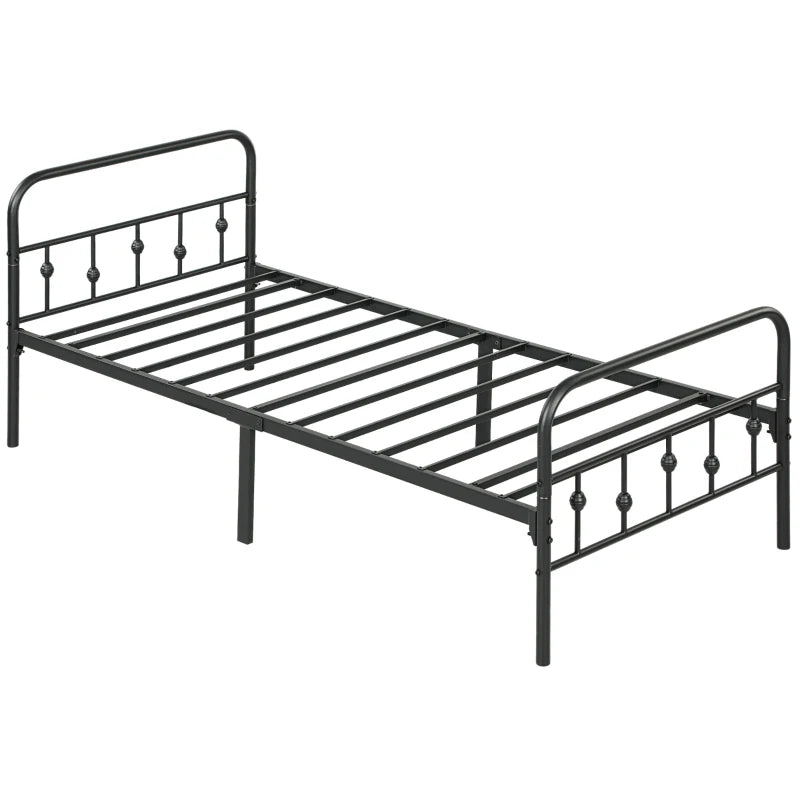 Nancy's Soutelinho Logeerbed - Eenpersoonsbedframe - 1-Persoons bed - Zwart - Staal - ± 205 x 90 x 80 cm 