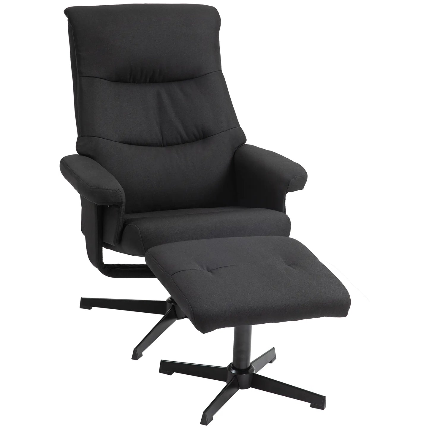 Nancy's Melres Relaxfauteuil met Voetenbankje - Relaxstoel - Fauteuil - Loungestoel - Zwart - Fluweel