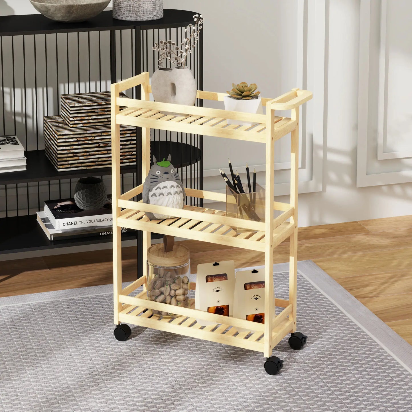 Nancy's Rebordões Trolley - Serveerwagen - Keukentrolley - Bamboe - 55 x 20 x 75 cm