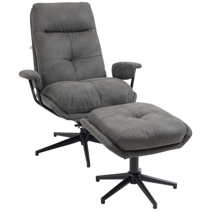 Nancy's Conde Relaxfauteuil - Relaxstoel - Ligstoel - Verstelbare Rugleuning - Draaibaar - Grijs / Zwart