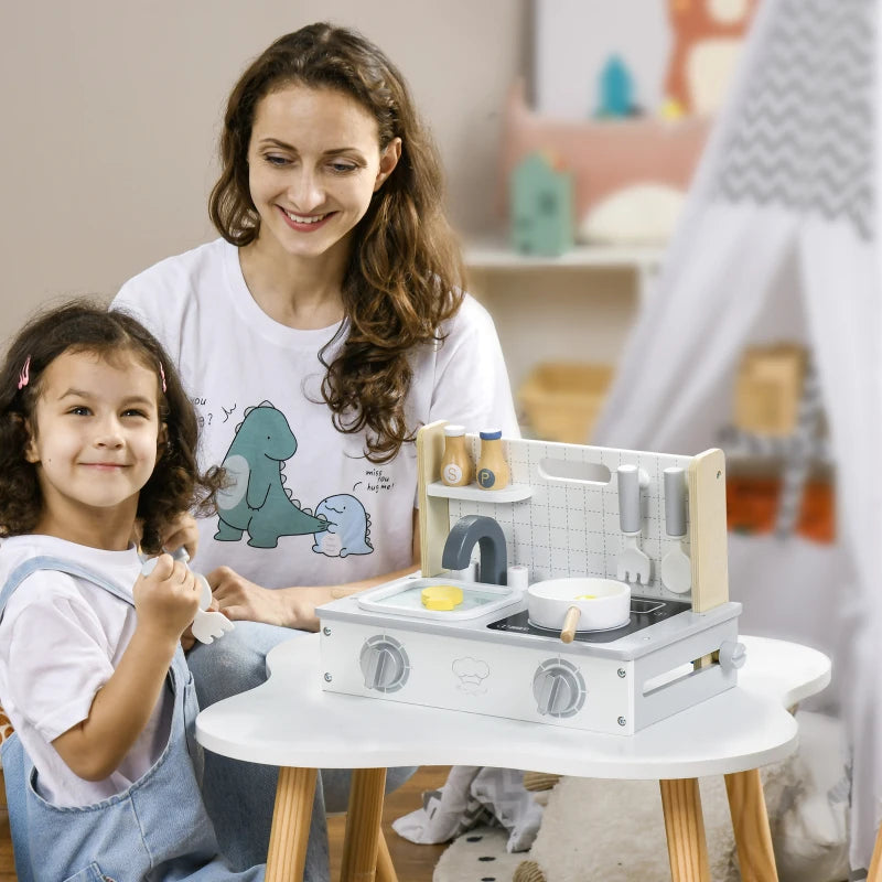 Nancy's Loetje Kinderkeuken - Speelkeuken - Minikeukenset - Inclusief Accessoires - Grijs / Geel