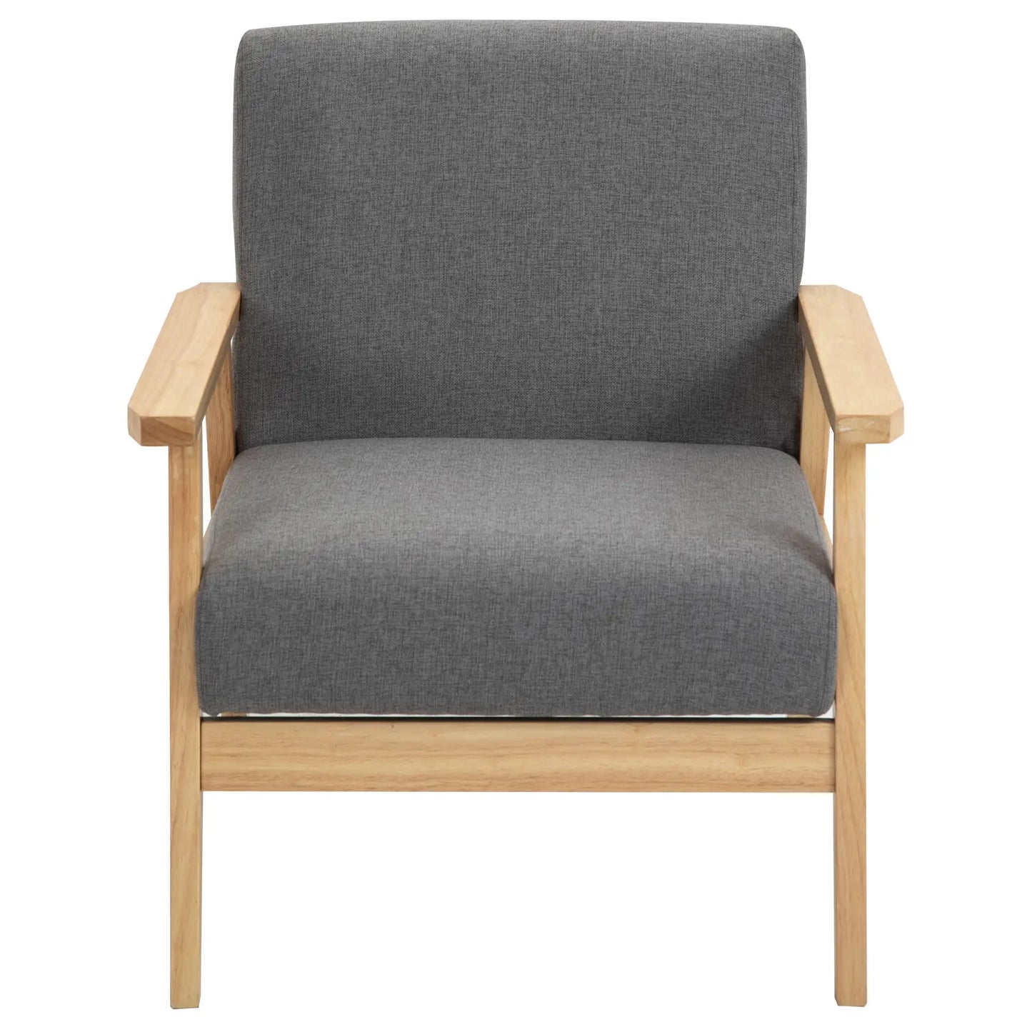 Nancy's Nespereira Fauteuil - Accentfauteuil - Relaxstoel - Scandinavisch - Grijs / Natuurlijk - Linnen / Grenenhout