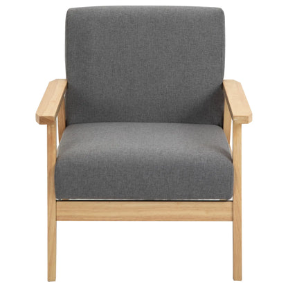 Nancy's Nespereira Fauteuil - Accentfauteuil - Relaxstoel - Scandinavisch - Grijs / Natuurlijk - Linnen / Grenenhout