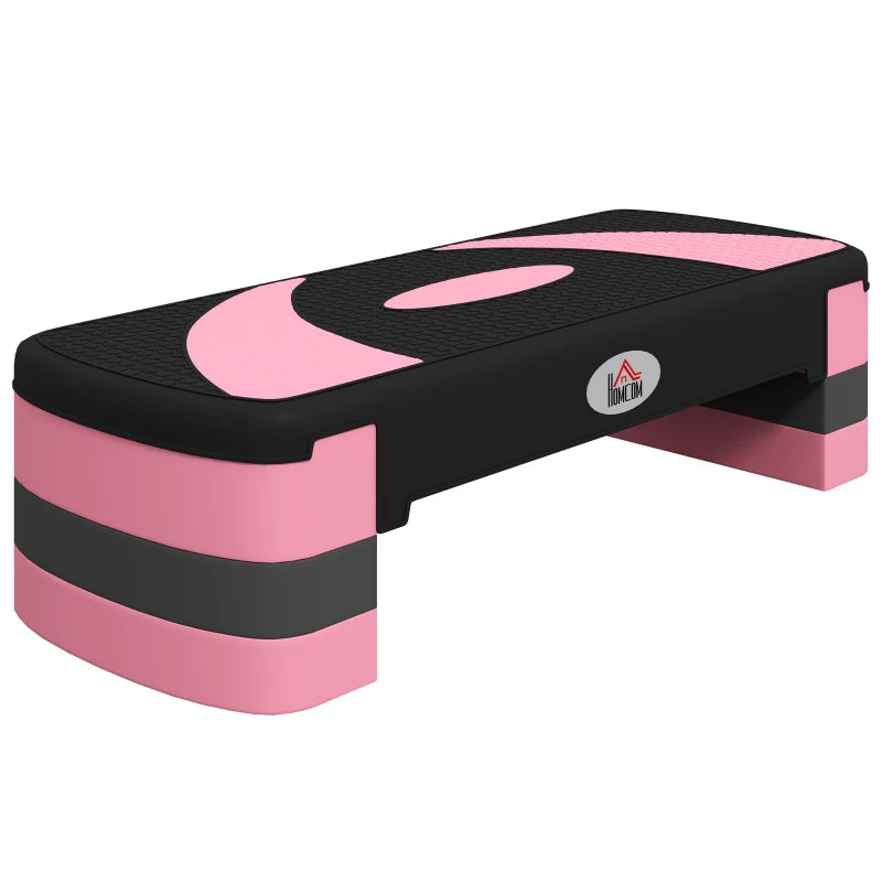 Nancy's Aviatico Aerobic Step - Fitness Step - Stepper - Hauteur réglable - Noir / Gris / Rose - ± 80 x 30 x 20 cm