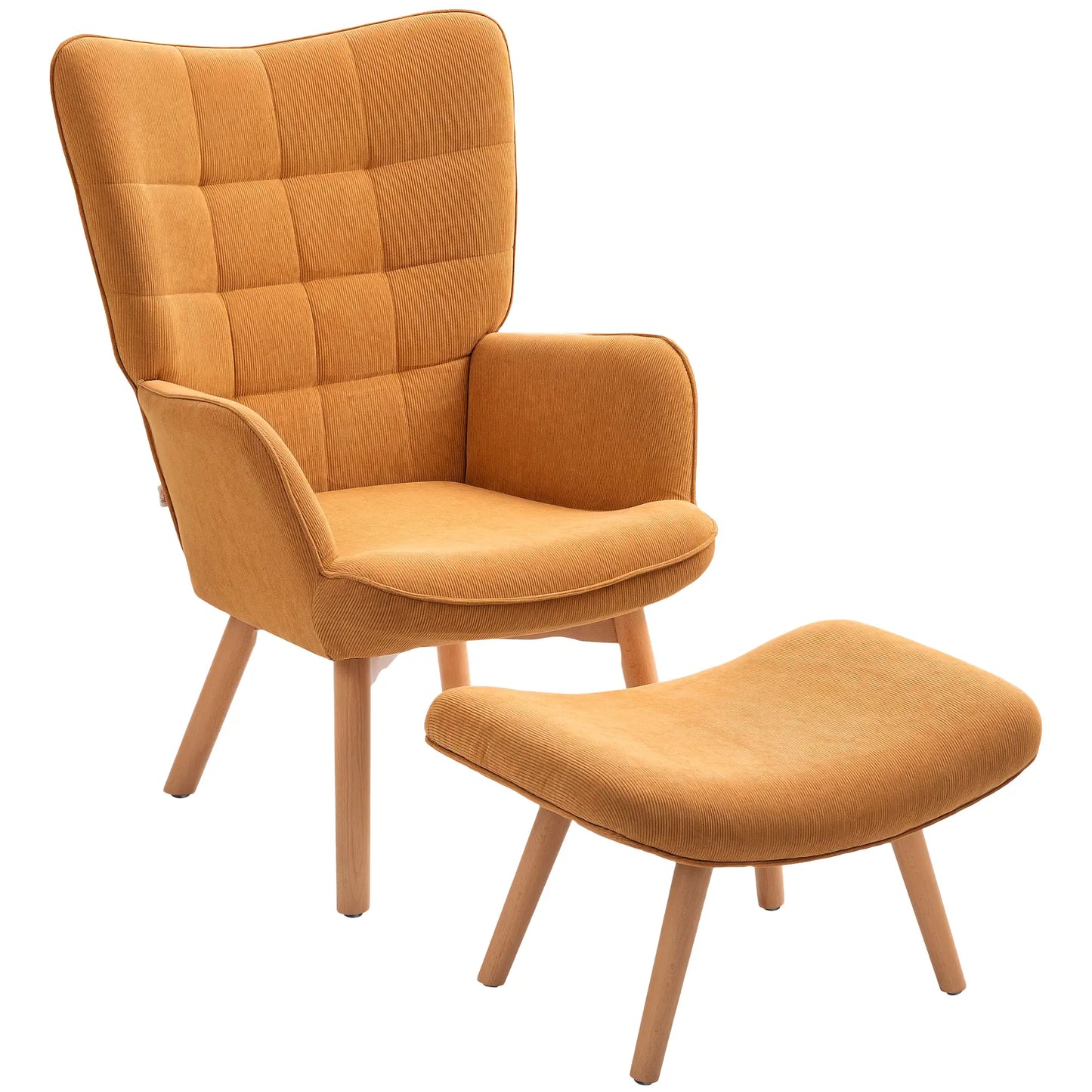 Nancy's Ilha Relaxfauteuil met Hocker - Relaxstoel - Loungestoel - Bruin - Ribfluweel