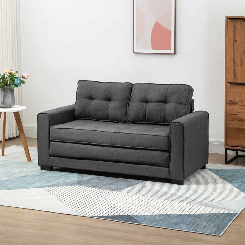 Nancy's Poole sofa bed folding sofa 2-seater fabric sofa bed sofa with sleeping function, linen touch gray 147.5 x 75 x 85 cm