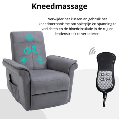 Nancy's Lavacolhos Sta op stoel - Opsta stoel - Seniorenstoel - Massagestoel - Relaxfauteuil - Grijs - Linnen