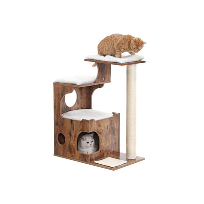 Nancy's Vila Boa Krabpaal - Kattenhuis - Kattengrot - Bruin / Wit - ± 70 x 40 x 90 cm