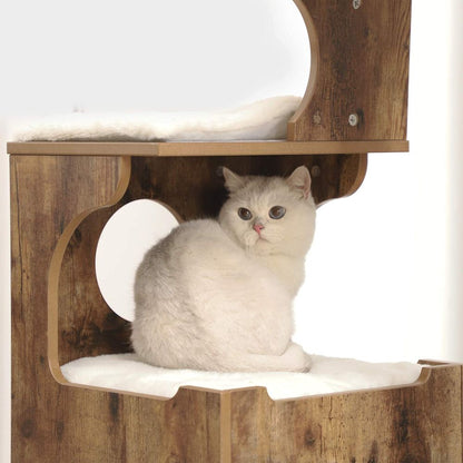 Nancy's Vila Boa Krabpaal - Kattenhuis - Kattengrot - Bruin / Wit - ± 70 x 40 x 90 cm