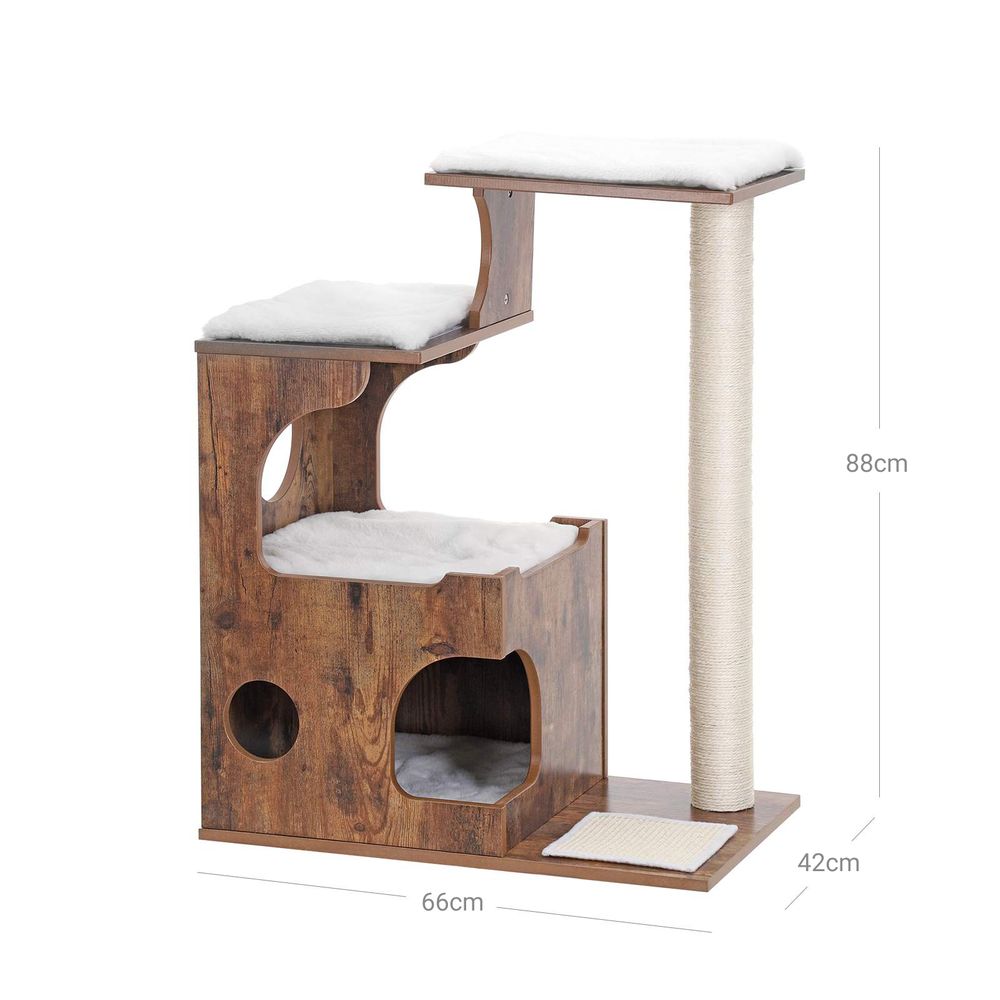 Nancy's Vila Boa Krabpaal - Kattenhuis - Kattengrot - Bruin / Wit - ± 70 x 40 x 90 cm