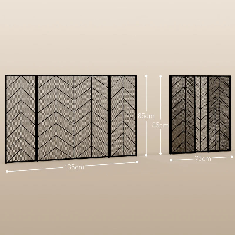 Nancy's Cernache Haardscherm - Openhaardrek - Vonkenscherm - Zwart - Staal - ± 135 x 85 cm 
