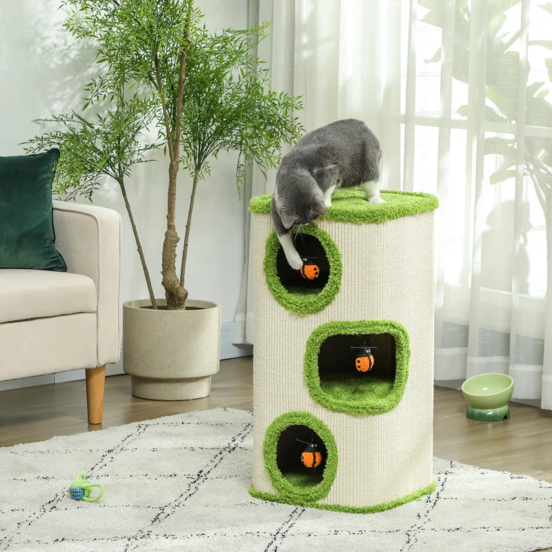 Nancy's Arcosso Krabpaal - Kattentoren - Kattengrot - Kattenboom - Groen / Crème Wit - ± 40 x 40 x 75 cm