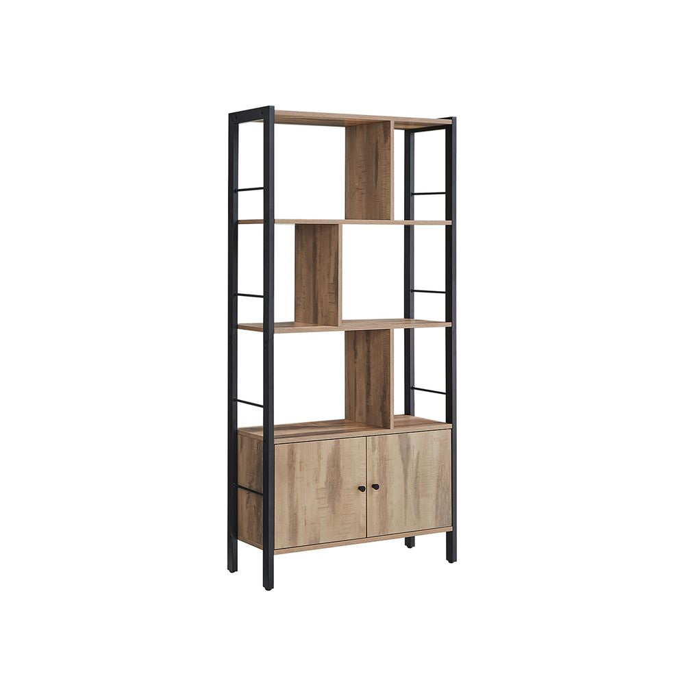 Nancy's Barigazzo Wall Cabinet - Bookcase - Storage Cabinet - Oak Brown / Black - ± 75 x 30 x 155 cm