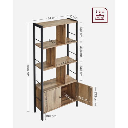 Nancy's Barigazzo Wandkast - Boekenkast - Opbergkast - Eiken Bruin / Zwart - ± 75 x 30 x 155 cm