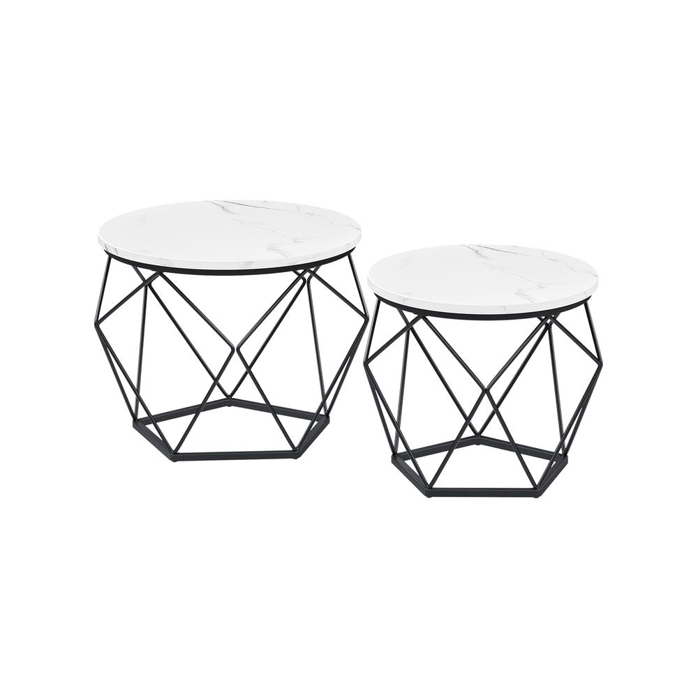 Nancy's Bergantino Coffee Table Set - Side Tables - Coffee Table - Marble White / Black - Steel