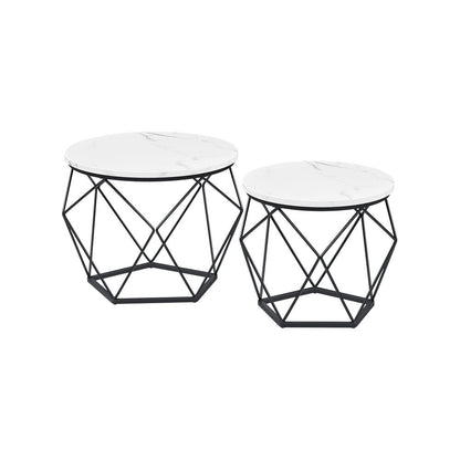 Nancy's Bergantino Coffee Table Set - Side Tables - Coffee Table - Marble White / Black - Steel