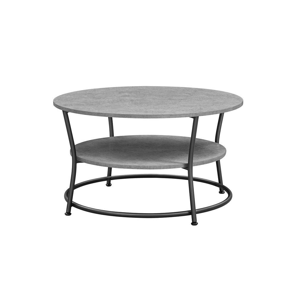 Nancy's Belcastro Salontafel - Koffietafel - Rond - Betongrijs / Zwart - ± Ø 80 x 45 cm