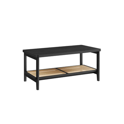 Nancy's Belgioioso Coffee Table - Coffee Table - Black / Rattan - 100 x 55 x 45 cm