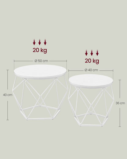 Nnacy's Bergeggi Coffee Table Set - Side Tables - Coffee Table - White - Steel