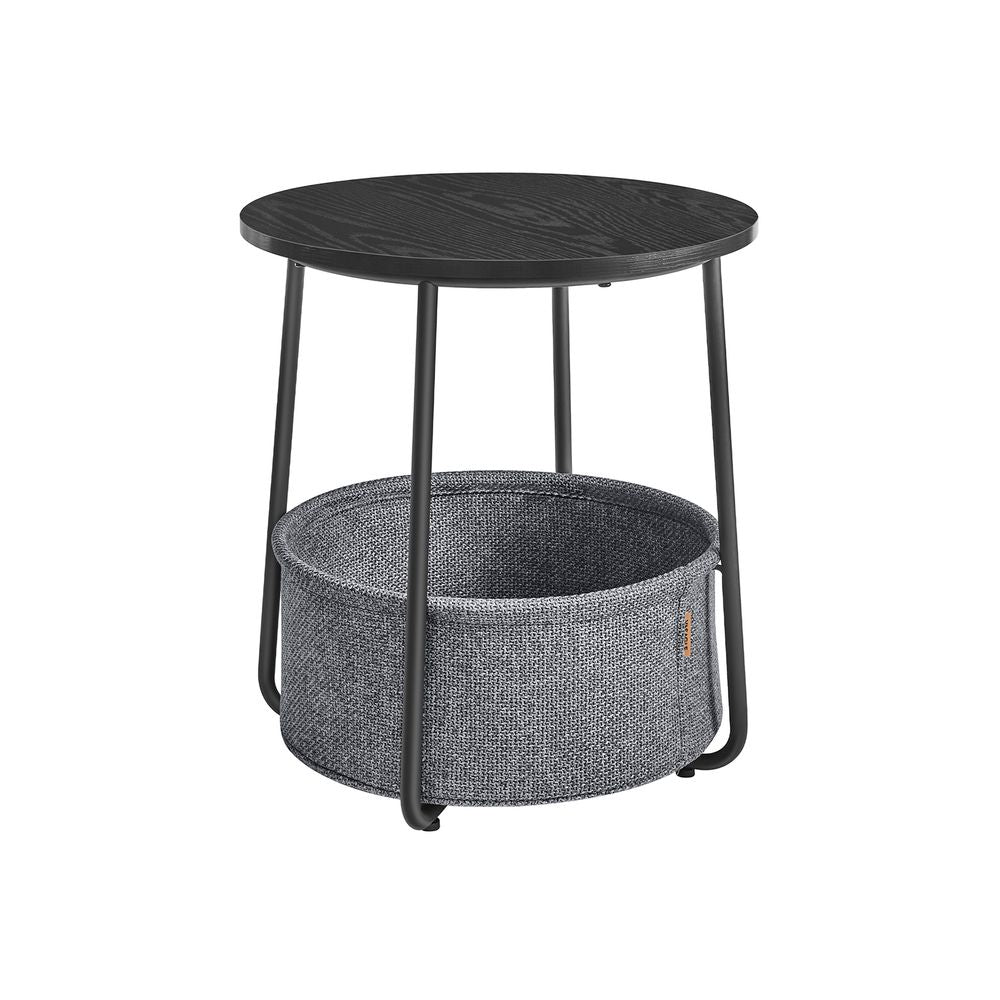 Nancy's Bossico Side Table - Bedside Table - With Storage Basket - Black / Gray - Ø 45 x 50 cm