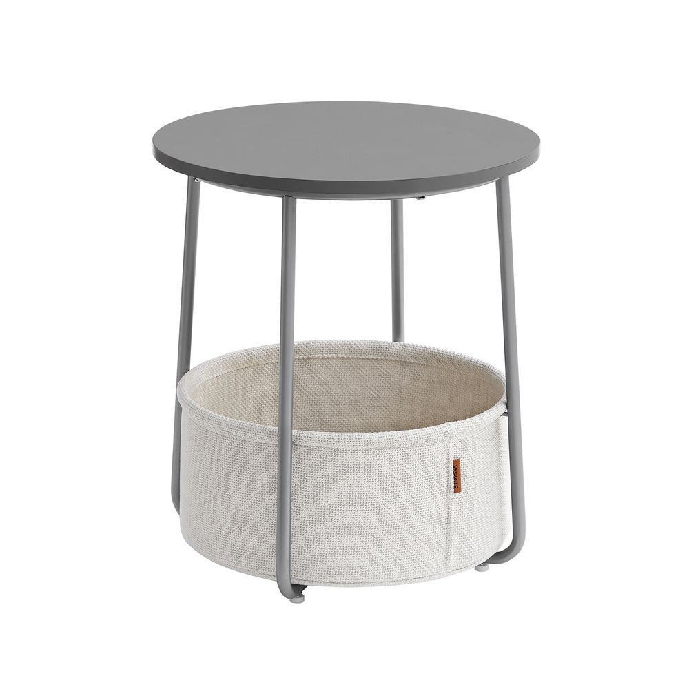 Nancy's Bossico Side Table - Bedside Table - With Storage Basket - Grey / White - Ø 45 x 50 cm