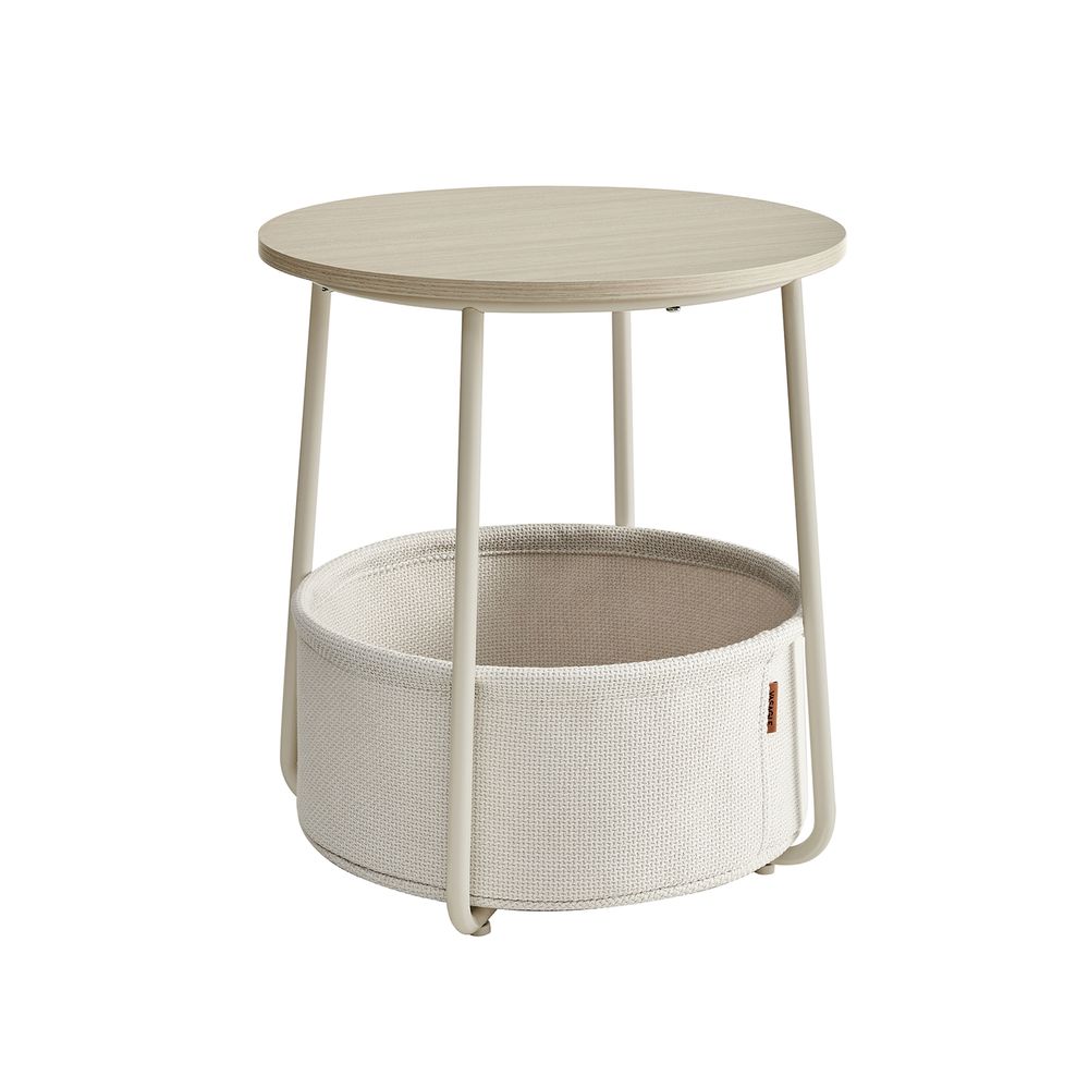 Nancy's Bossico Side Table - Bedside Table - With Storage Basket - Beige - Ø 45 x 50 cm