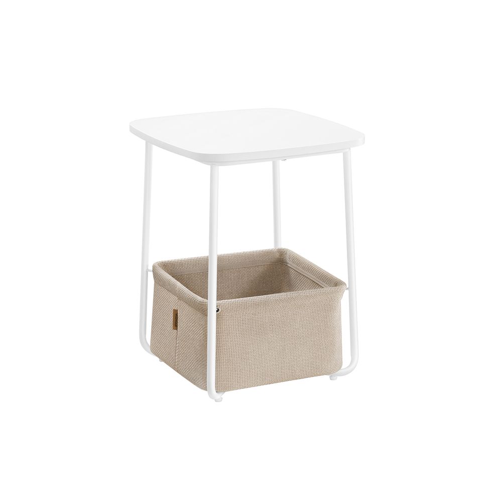 Nancy's Bedonia Side table - Coffee table - Bedside table - Square - White / Camel brown - 40 x 40 x 50 cm