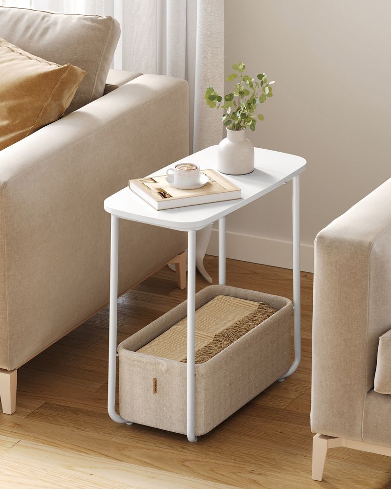 Nancy's Beinette Side table - Coffee table - Bedside table - White / Camel brown - 60 x 30 x 60 cm