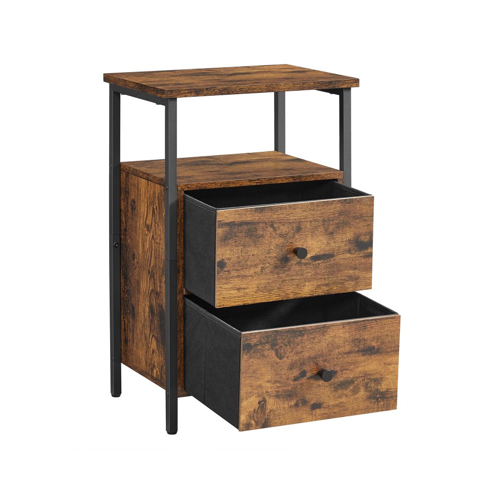 Table de chevet industrielle Nancy's Chippenham - Table d'appoint - Marron - Noir - Acier - 38 x 28 x 60 cm