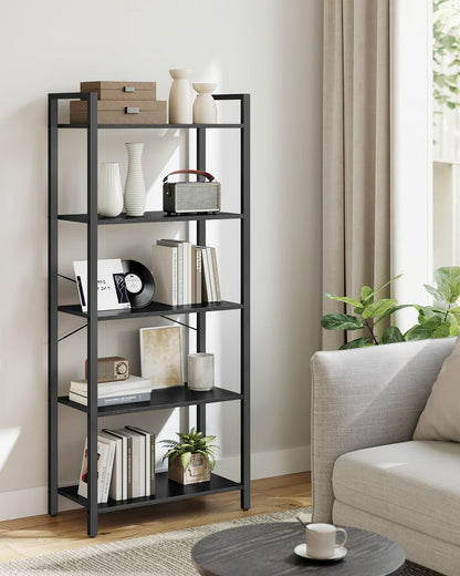 Nancy's Barletta Wall Cabinet - Bookcase - Black - ± 65 x 30 x 155 cm