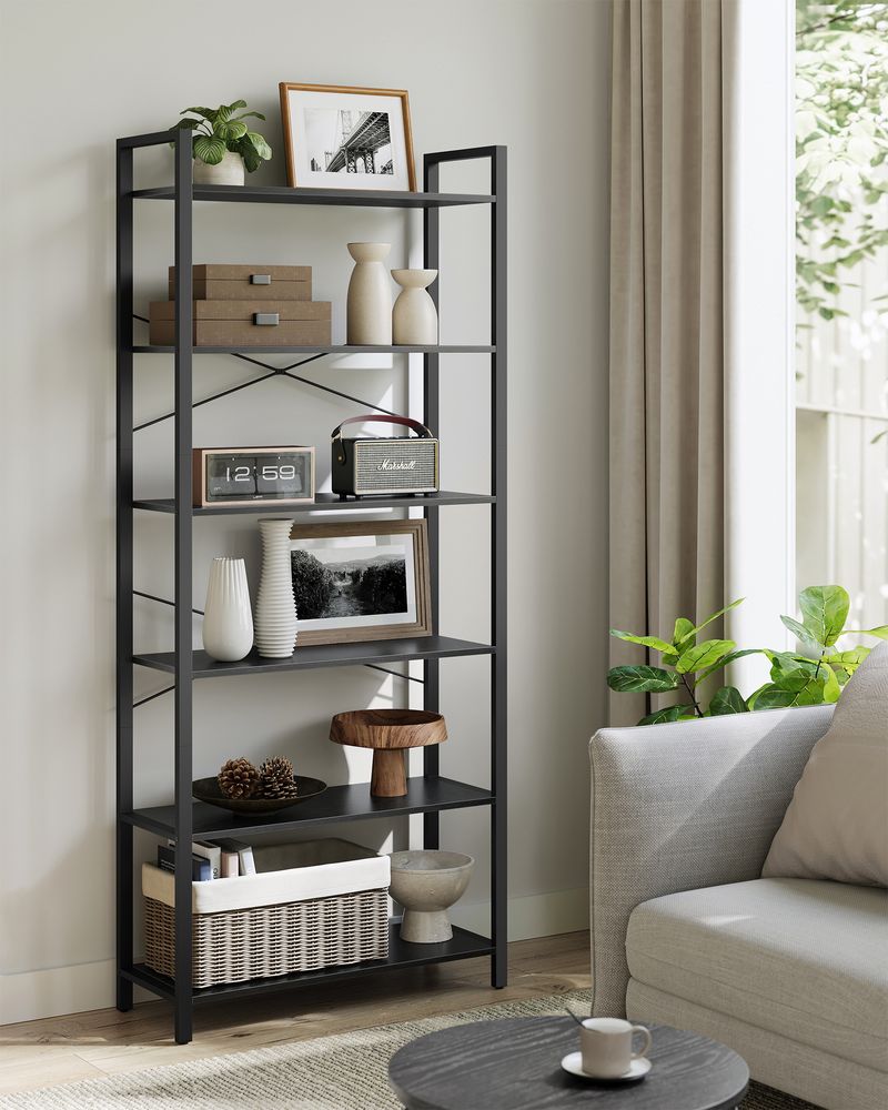 Nancy's Barrni Wall Cabinet - Bookcase - Black - ± 80 x 30 x 185 cm