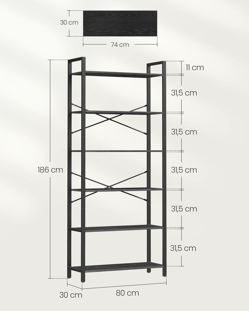 Nancy's Barrni Wandkast - Boekenkast - Zwart - ± 80 x 30 x 185 cm