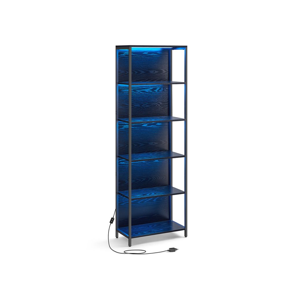 Nancy's Dornelas Wandkast - Boekenkast - LED-verlichting - Zwart - 60 x 30 x 180 cm