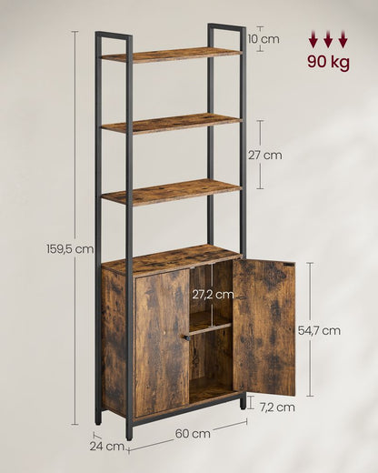 Nancy's Barga Wandkast - Boekenkast - Opbergkast - Bruin / Zwart - ± 60 x 25 x 160 cm