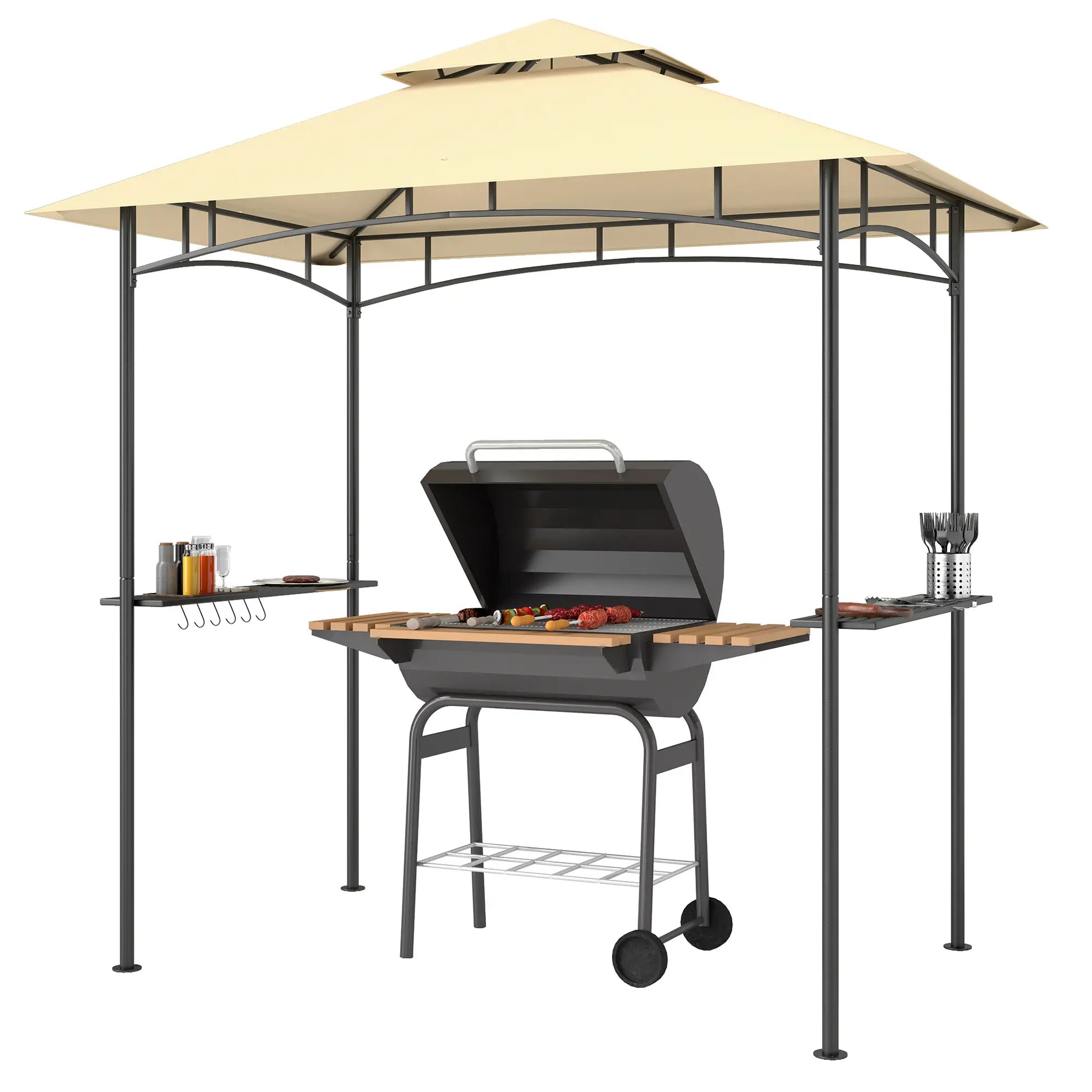 Nancy's Cagli Bbq overkapping - Bbq afdak - Barbecue Paviljoen - Beige - ± 240 x 150 x 260 cm