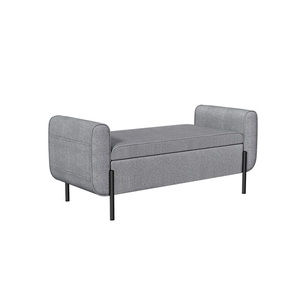 Nancy's Valverde Stool - Storage Bench - Bench - Grey - Linen - ± 130 x 50 x 55 cm