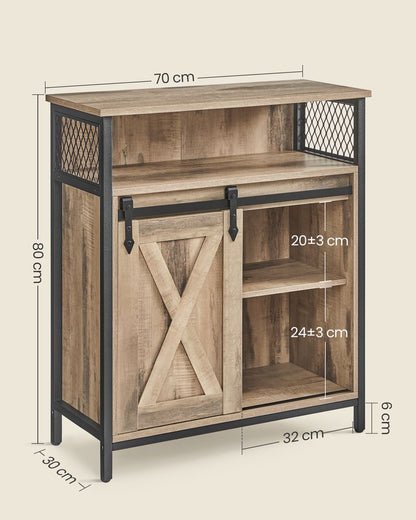 Nancy's Bastia Commode - Dressoir - Sideboard - Opbergkast - Bruin / Zwart - 70 x 30 x 80 cm