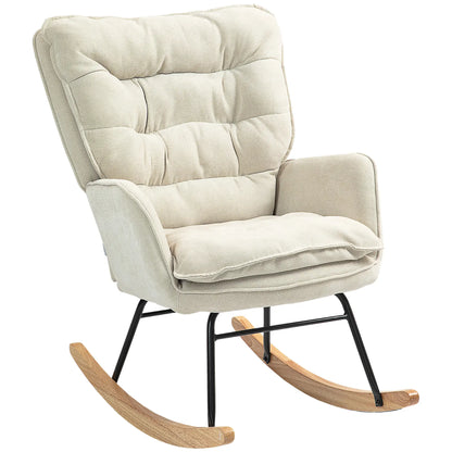 Nancy's Famalicao Schommelstoel - Loungestoel - Relaxstoel - Beige - Chenille