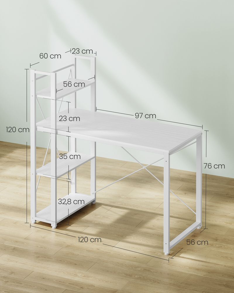 Nancy's Arpino Bureau - Computertafel - Laptoptafel - Wit - ± 120 x 55 x 120 cm