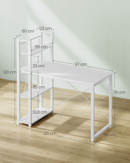 Nancy's Arpino Bureau - Computertafel - Laptoptafel - Wit - ± 120 x 55 x 120 cm