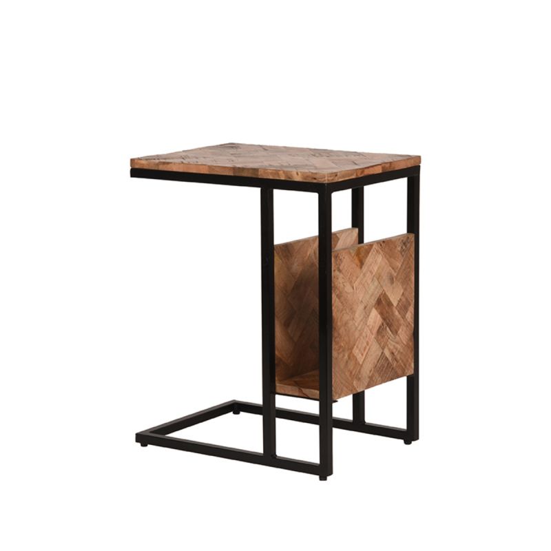 LABEL51 Table d'appoint Shift - Brut - Bois de manguier - ± 50 x 35 x 60 cm