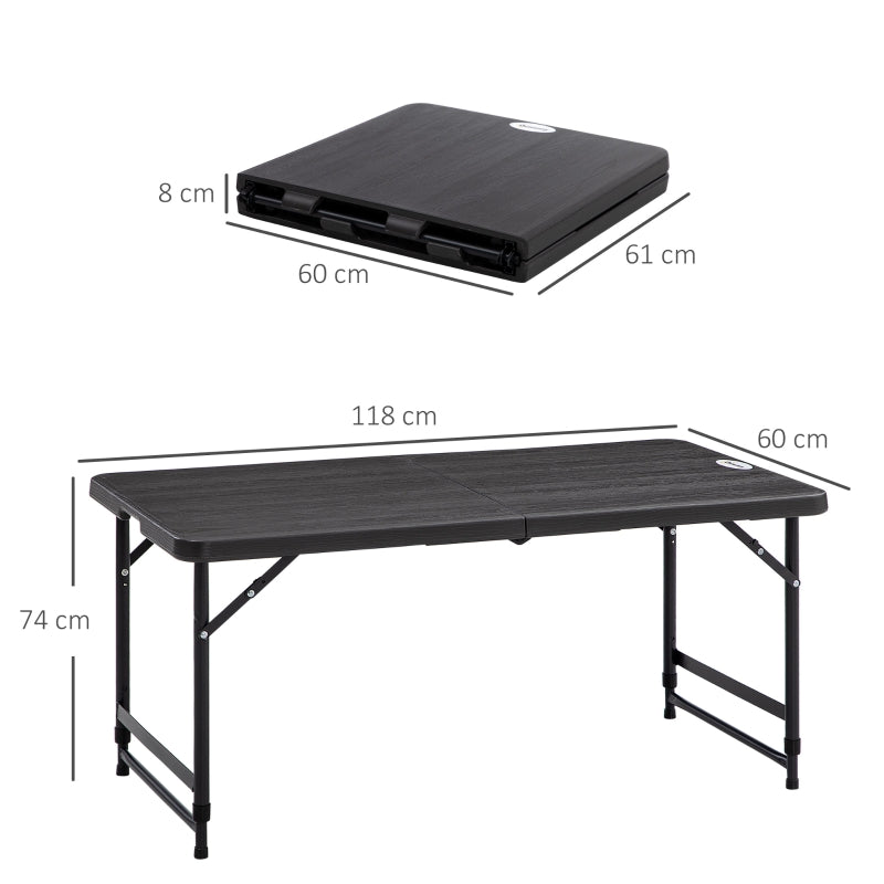 Nancy's Trevino Picknicktafel - Campingtafel - Opvrouwbaar - Grijs / Zwart - ± 120 x 60 x 75 cm