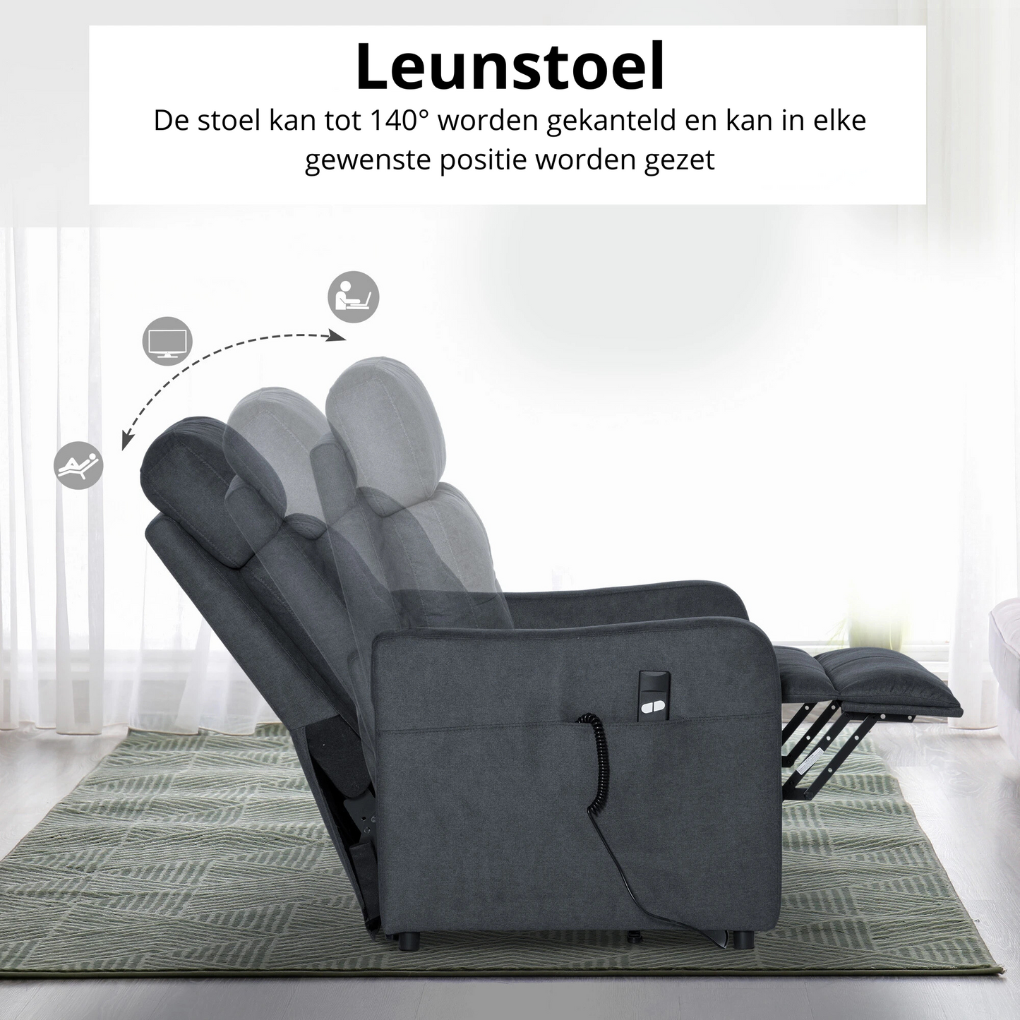 Nancy's Soalheira Sta op stoel - Opsta stoel - Seniorenstoel - Relaxfauteuil - Grijs