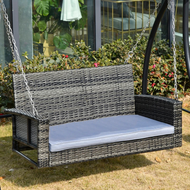 Nancy's Rosario Swing Bench - Balançoire de jardin - 2 places - Rotin - Gris - ± 125 x 65 x 60 cm