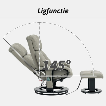 Nancy's Carreiras Massagestoel met Hocker - Relaxfauteuil - Relaxstoel - Ergonomisch - Verstelbaar - Grijs - Kunstleer