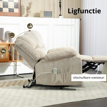 Nancy's Salgueiro Sta op stoel - Opsta stoel - Seniorenstoel - Relaxfauteuil - Grijs - Pluche