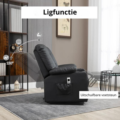 Nancy's Infantas Massagestoel - Relaxfauteuil - Bioscoopstoel - Kantelbaar - Elektrisch - Zwart - Kunstleer