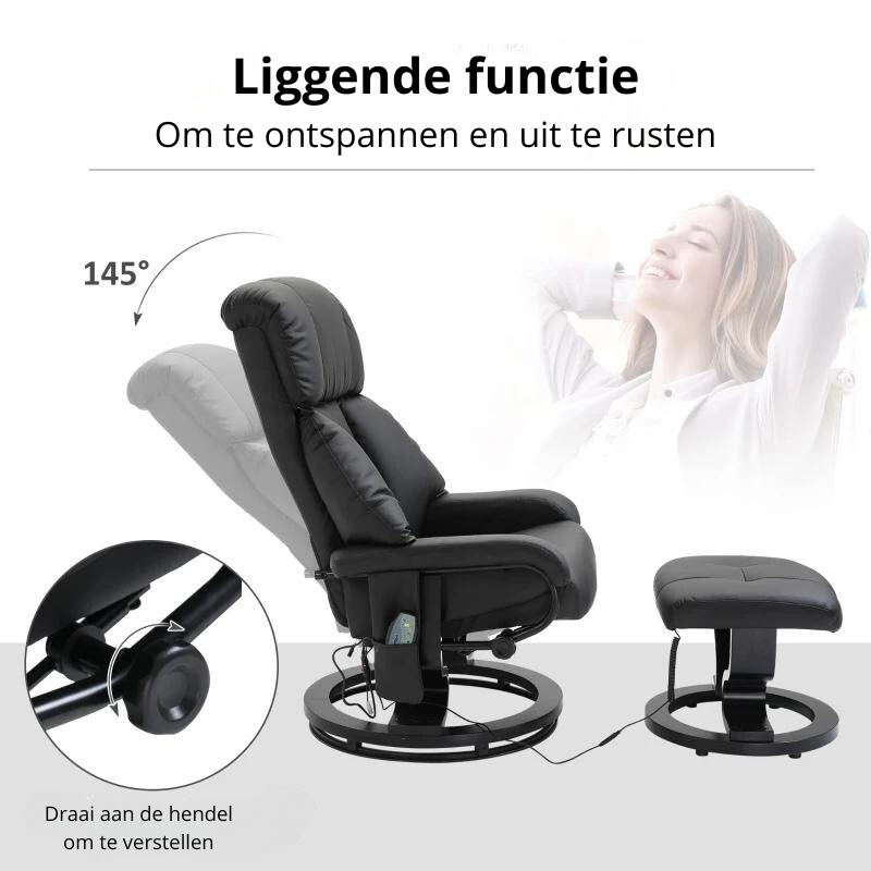 Nancy's Casteloes Massagestoel - Relaxfauteuil - Relaxstoel - Zwart - Imitatieleer