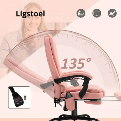 Nancy's Monsato Massage Bureaustoel - Massagestoel met Warmtefunctie - Ergonomisch - Roze - Kunstleer