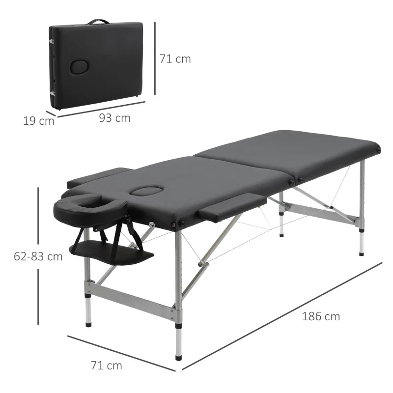 Nancy's Alvito Massagetafel - Behandeltafel - In hoogte verstelbaar - Opvouwbaar - Zwart